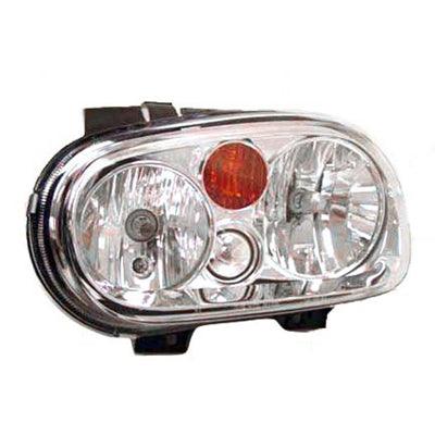 2007 Volkswagen Golf City Head Lamp Driver Side Without Fog Lamp , VW2502123. Side view of the replacement part.