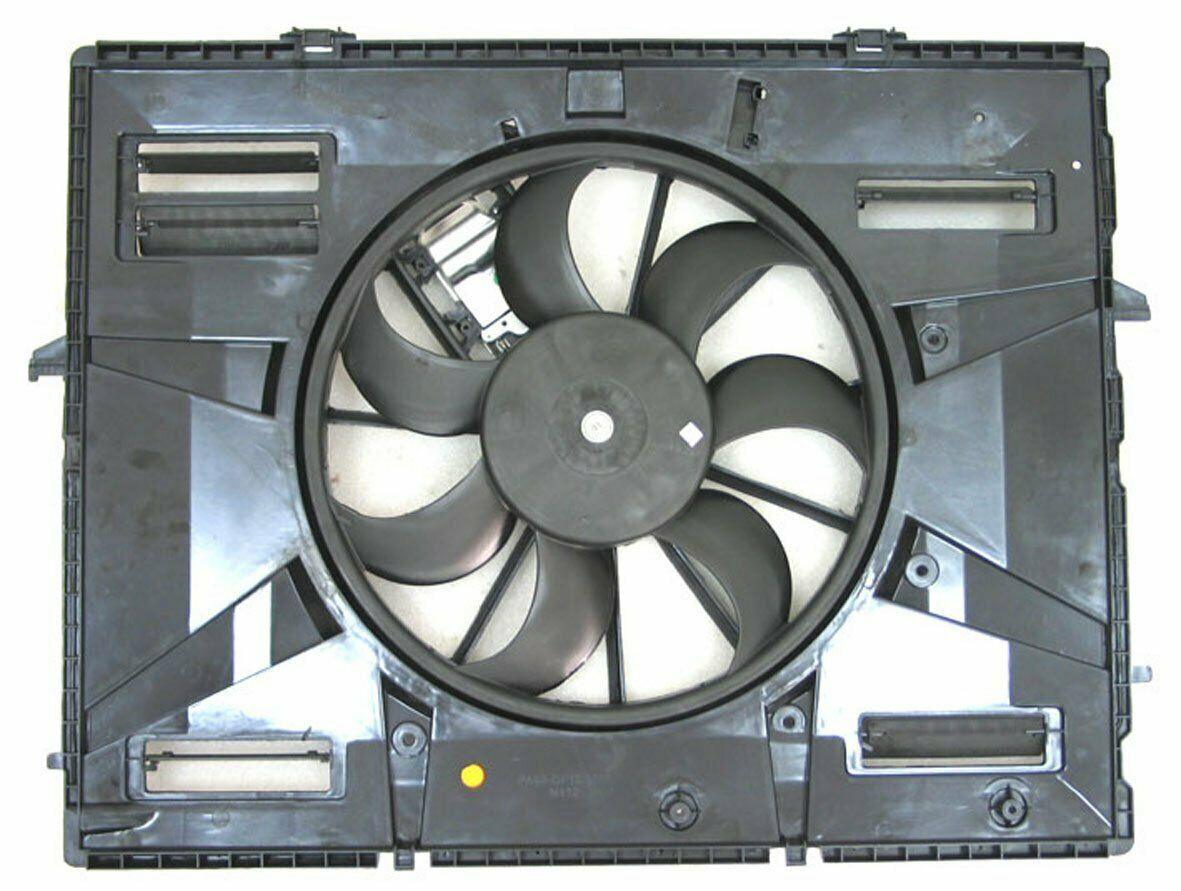 2007-2010 Volkswagen Touareg Cooling Fan Assy 3.6L V6 Without Tow Pkg , VW3115116. Side view of the replacement part.